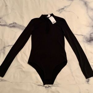 H&M Black Long-sleeve Turtleneck Keyhole Bodysuit